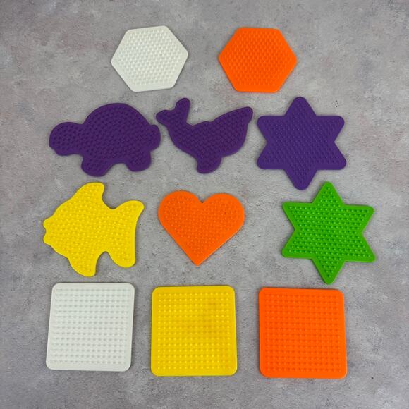 Perler Beads Pegboards Lot Of 11 With 1 Unbranded Various Shapes - Picture 1 of 7